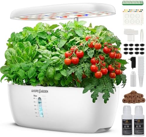 Ahopegarden 12 Pods Indoor Garden Hydroponics Growing System Kit with LED
