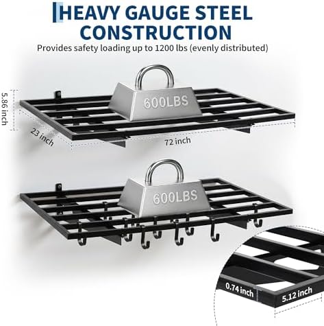 Heavy Duty Garage Wall Shelving 2-Pack,2x6ft Garage Shelves