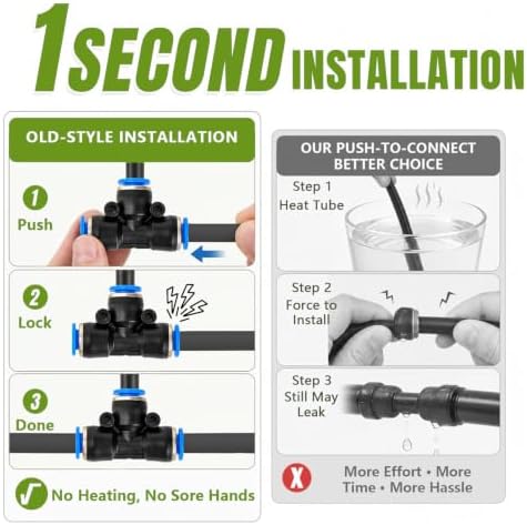 Bluepro Drip Irrigation System 100FT 1/4", 2026-Upgrade Garden Sprinkler Kit with 16PCS 360° Adjustable Copper Nozzles, Automatic Misting Watering System for Raised Beds, Greenhouse, Lawn, Patio, Yard