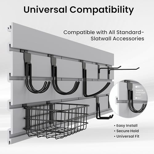 SMARTSTANDARD Gray Slatwall Panel Set, 4x8 FT PVC Panel with Accessory Kit