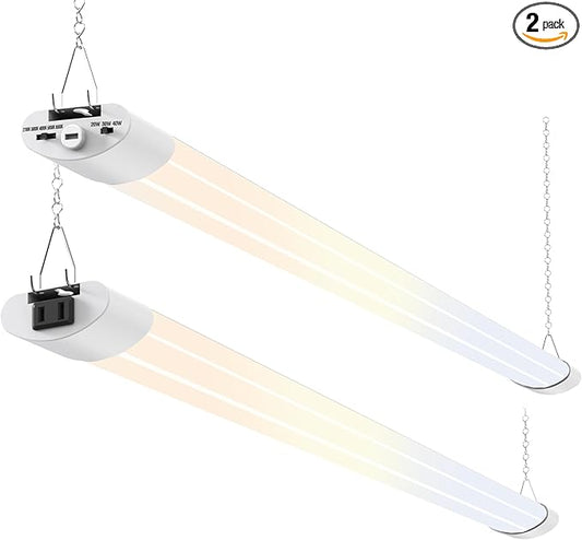 ALUSSO® 5CCT LED Shop Lights for Workshop 4FT, 4800LM Super Bright Garage Ceiling Lights, 20W 30W 40W Adjustable, 2700K 3000K 4000K 5000K 6500K Selectable Basement Warehouse Lighting, ETL, 2 Pack