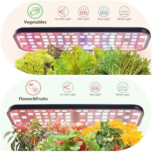 Indoor Herb Garden with Grow Light & Pots, Full Spectrum LED Planter for Kitchen Herbs & Houseplants, Height Adjustable Indoor Growing System for Home & Apartment Decor(Black, 16 * 6.3 * 7.1 inch)
