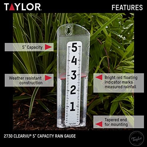 Taylor ClearVu Rain Gauge, Clear (Pack of 2)