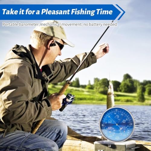 3-in-1 All-Season Wall Hanging Thermometer, Barometer, Hygrometer | Accurate Weather Station for Home and Office | Fahrenheit Edition in/Outdoor, Fahrenheit Edition(Blue)