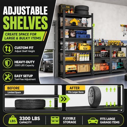 Garage Shelving,2-in-1 Adjustable Storage Shelves with Guard
