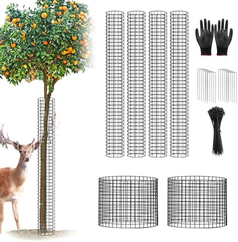 UQM 48 Inch Tree Trunk Protector, 6 Pcs Metal Tree Guards Trunk Protector