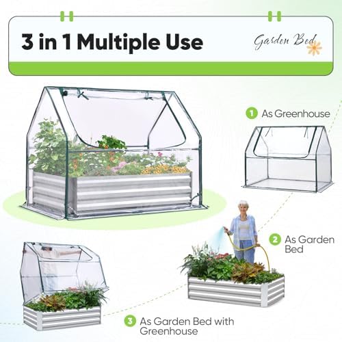 Quictent Raised Garden Bed with Cover 4x2.5x1 FT