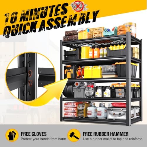3-Pack Heavy Duty Garage Shelving for Large Storage & Garage Organization, 78"H x 46"W x 20"D 5-Tier Adjustable All Metal Wire Shelf for Tools, Storage Bins, Bulk Items, Warehouse & Workshop