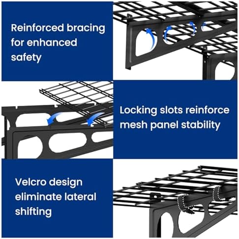 FLEXIMOUNTS 1-Pack 2x4ft Garage Shelving Wall-Mounted Storage Rack, Black