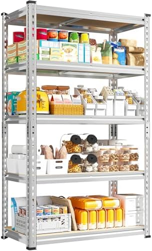 REIBII Storage Shelves,5-Tier Adjustable Waterproof Storage Rack for Pantry