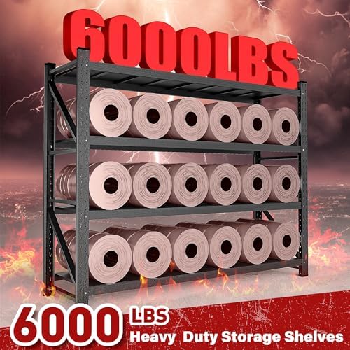 6000LBS Heavy Duty Garage Shelving Units,79" Wide & Deep Storage Shelves,Black Metal Garage Shelves,Large Storage Rack,Steel Shelf,Industrial Shelving for Shop,Warehouse,Basement,79" W x 24" D x 79" H