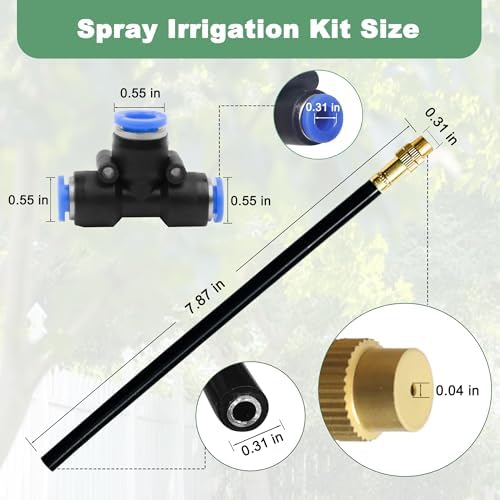 Quibbay 65.6Ft 360° Adjustable Drip Irrigation System Kit, Automatic Garden Watering System with 20 Copper Nozzles, Atomizing Misting Watering System with 360° Bending Dropper for Plant Lawn Patio
