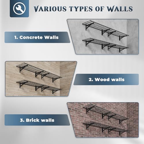 Jusgym 4 Pack Garage Shelving Wall Mounted, 1.5x4ft, 1400LB Heavy Load