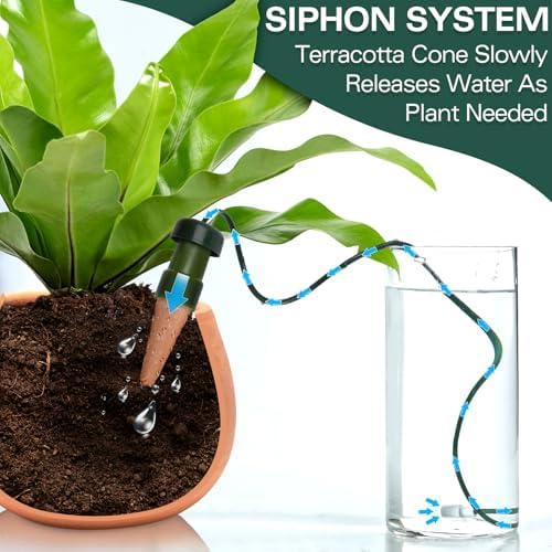 BYDOLL Plant Self-Watering Stakes Automatic Dripper Watering Terracotta Spikes for Indoor Outdoor Plant,Watering Insert Devices for Vacation use,Bonsai Garden Drip Irrigation System(10 Pack)