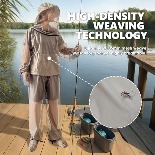 IC ICLOVER 4- Piece Mosquito Jacket, Mosquito Net Suits for Outdoor Fishing