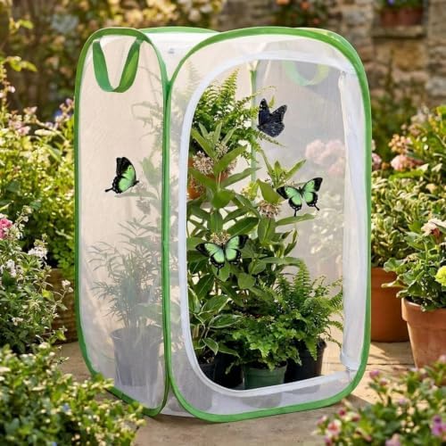 Insect & Butterfly Habitat Cage, Portable Pop-Up Terrarium with Mesh Sides, Bug Catching & Observation Enclosure for Caterpillars, Small Insects, Outdoor & Classroom Use, 24 Inches Tall
