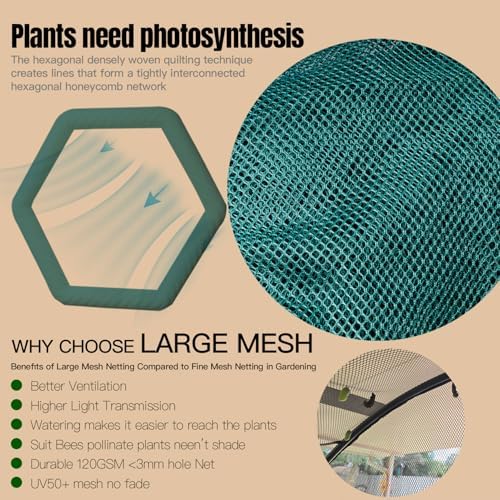 Poray Large Tunnel 73''x37''x61''Plant Netting Cover,5FT Tall Crop Cage Tomato Netting,Pest Guard Cover for Vegetables &Fruits,Durable Gardening Net for Plant and Animal