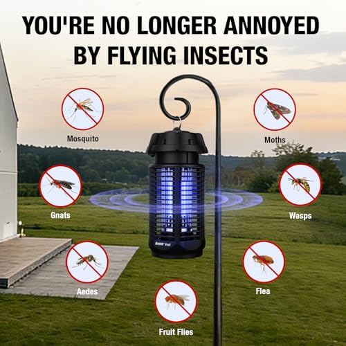 BALDR Bug Zapper Outdoor Indoor, 20W Power & 4200V Instant Grid Mosquito Repellent, Coverage of 1/2 Acre Fly Trap for Patio, Backyard, Home，2 Pack