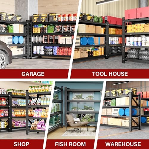 9000LBS Heavy Duty Garage Shelving Units,75" Wide & Deep Storage Shelves,Metal Garage Shelves,Large Storage Rack,Steel Shelf,Industrial Shelving for Shop,Warehouse,Basement,75" W x 24" D x 70" H