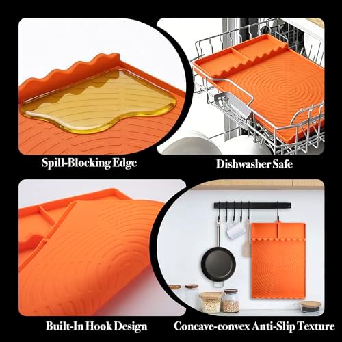 Silicone Grill Mat for Blackstone Griddle Accessories (Orange-2Pack)