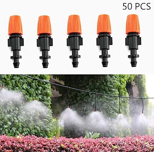 50 Pcs Drip Irrigation Spray Emitters, Adjustable Atomizing Nozzles