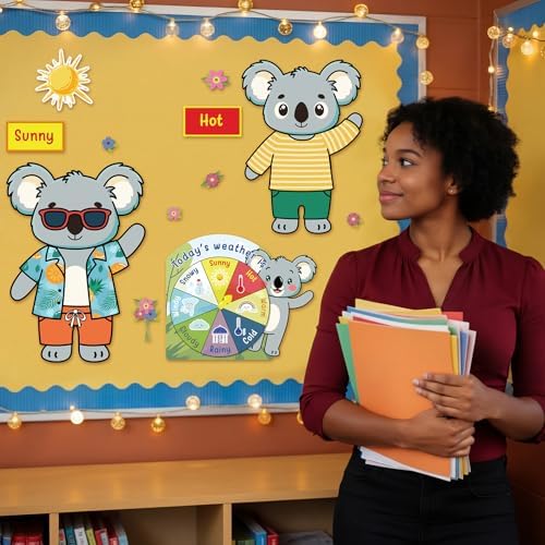 Gilprop 58 Pcs Dress for Weather Bulletin Board Set for Classroom, Koala