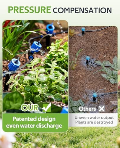 HIRALIY 50FT Drip Irrigation Kit with Timer for Raised Beds