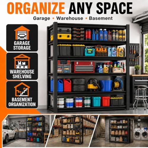 SAWJEC 48" W x 18" D x 82.5" H Tall Heavy Duty 6 Tier Garage Shelving