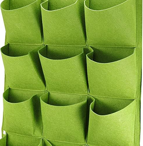 ZOENHOU 2 Pack Total 36 Roomy Pockets Green Vertical Garden Planter, Wall-Hanging Flower Pot Bags, Felt Wall Mount Balcony Planter Pouch for Herbs, Succulent, Flowers and Vegetables