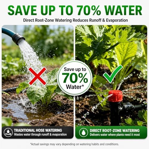 230FT Drip Irrigation System Kit, Quick Push-to-Connect Garden Watering System with 1/2'' & 1/4'' Tubing, Adjustable Drippers & Sprayers, Auto Irrigation System for Raised Bed, Lawn, Greenhouse