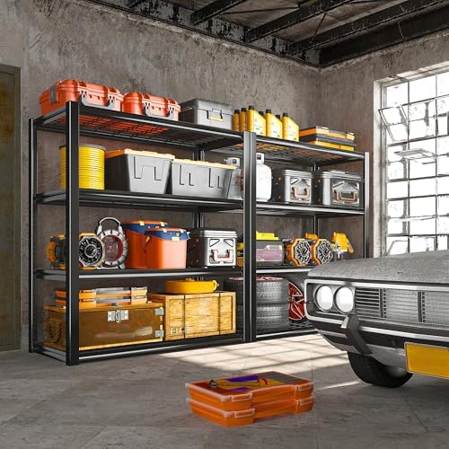 REIBII 40" W Storage Shelves with Wire Mesh Panels for Garage Organization