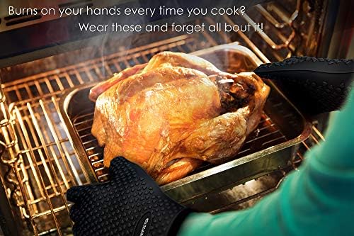 KITCHEN PERFECTION XL Silicone Smoker BBQ Gloves -Heat Resistant Oven Mitts