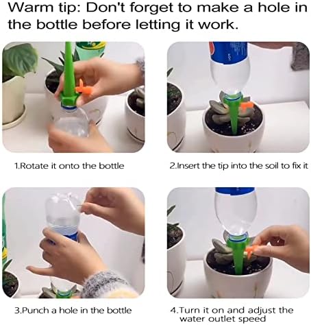 16PCS Plant Self Watering Insert Spikes Device, Automatic Water Control System with Slow Release Valve, Adjustable Water Volume Drip Irrigation Control System for Plants, Enjoy Your Vacation
