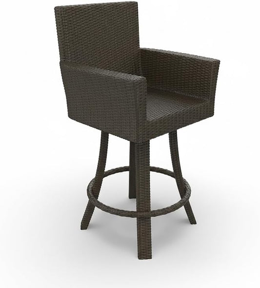 Covers & All Universal 25" Counter Height Swivel Bar Stools, 8 mm Oyster Flat Wicker Patio Furniture with Smooth Swivel Motion, Durable Outdoor Furniture for Deck and Poolside (23" L x 23" W x 42" H)