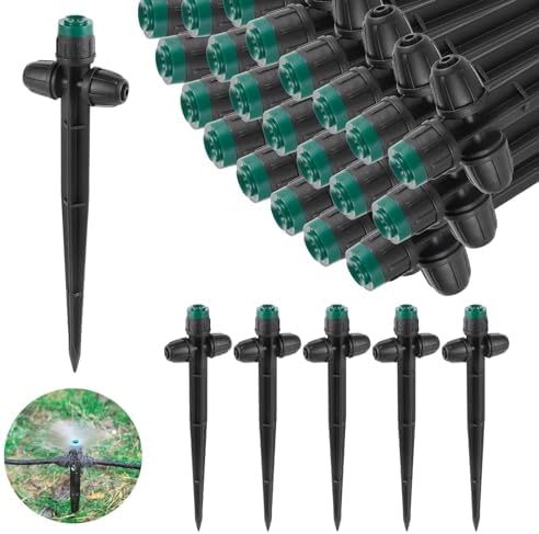 25 PCS Adjustable Drip Irrigation Sprayer Emitter for 1/4" Tubing