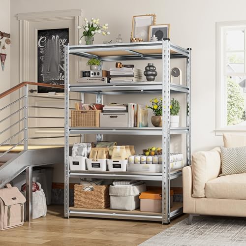 REIBII 5 Tier Garage Shelving for Pantry Garage, Adjustable Storage Shelves