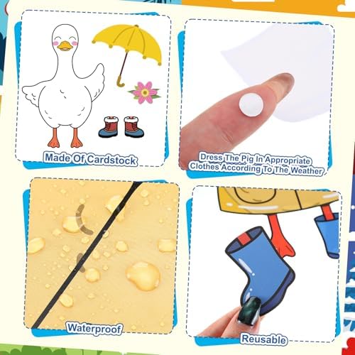 Gilprop 58 Pcs Dress for Weather Bulletin Board Set for Classroom, Goose