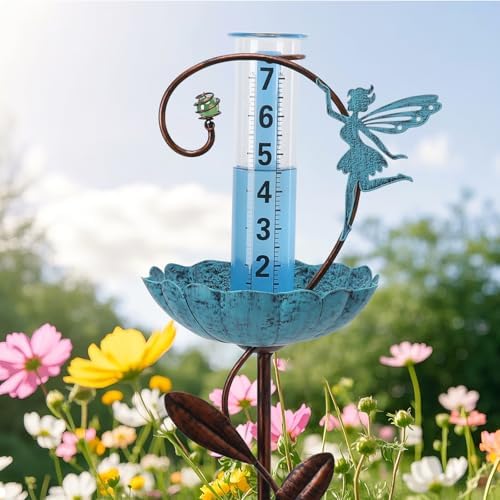 Rain Gauge Outdoor, Fairy Rain Gauges for Yard Patio Lawn Decor