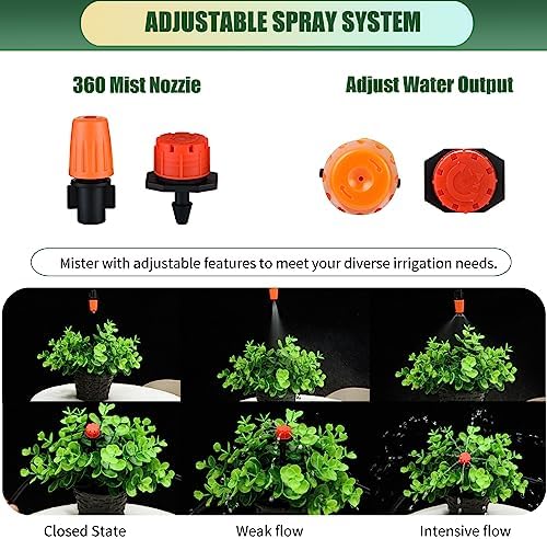 300Pcs Drip Irrigation Fittings Kit for 1/4" Tubing, Drip Line Connectors for Drip Systems- Drip Emitters, Nozzles, Nozzle Tees, Single barbs, 4-Way Connectors, End Plugs, Elbows, Tees, Couplings