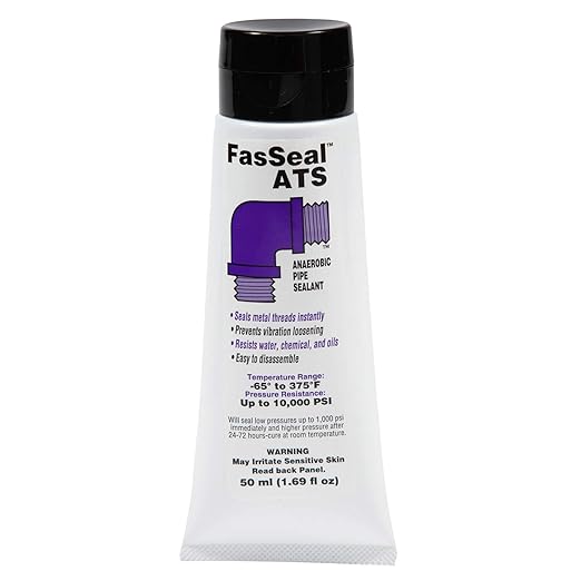 Gasoila FasSeal ATS Anaerobic Thread Sealant, High-Pressure Vibration-Proof for -65 to 375°F, Fast Curing, Seals up to 10,000 PSI, Ideal for Gas, Water, Oil, and Steam Applications, 50mL