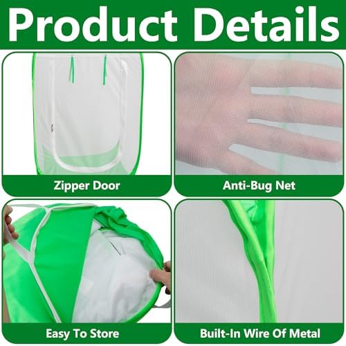 24"x24"x36" Pop Up Garden Mesh Plant Cover, Plant Protectors Mesh Enclosure