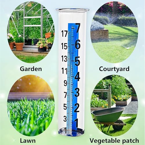 JOYBEE 7" Capacity Glass Rain Gauge Replacement Tube for Outdoors Yard Garden(2 pcs)
