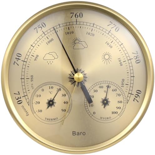 3 in 1 Barometer for Weather Station, All-Season Wall Hanging Thermometer, Barometer, Hygrometer, Accurate Weather Station Indoor Outdoor Use Temperature Monitor for Home Garden Office