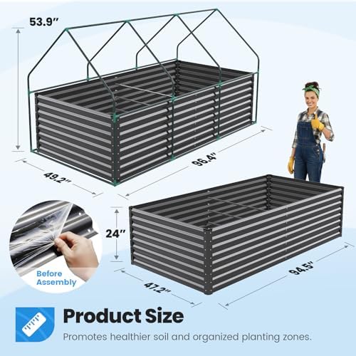 Quictent Large Raised Garden Bed with Cover 8x4x2 ft