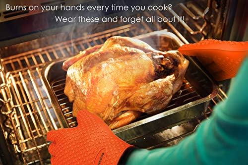 KITCHEN PERFECTION Silicone Smoker BBQ Gloves - Heat Resistant Oven Mitts