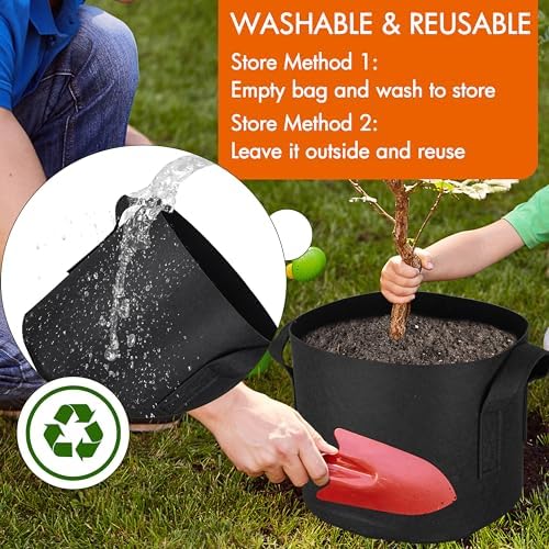 Gardzen 6-Pack 15 Gallon Grow Bags Fabric Pots with Heavy Duty Handles