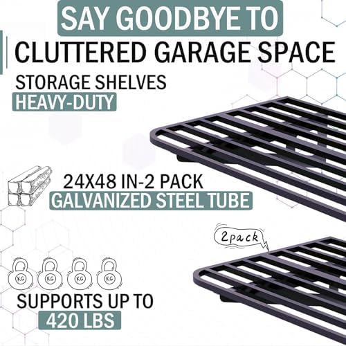 Garage Wall Shelving 2-Pack 2x4ft Garage Shelving（24-inch-by-48-inch）