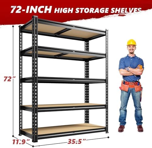REIBII 2 Pack Garage Shelving for Basement, Heavy Duty Storage Shelves