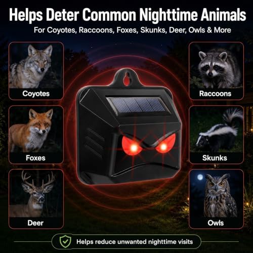 8 Pack Solar Predator Eyes Nocturnal Animal Repellent Outdoor,Auto Activate Animal Deterrent Predator Lights for Coyote,Racoon,Foxe,Skunk,Deer,Red LED Wildlife Guard for Yard, Garden,Farm,Chicken Coop