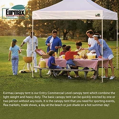Eurmax USA 5'x5' Pop Up Canopy Tent Commercial Instant Canopies with Heavy Duty Roller Bag,Bonus 4 Sand Weights Bags (Sky Blue)